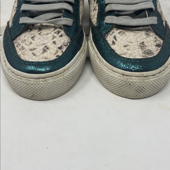 P448 Teal and White Sneakers with Glitter Accents Size 6 - Picture 3 of 11